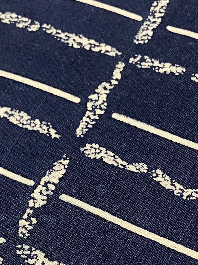 結城紬 藍染め 袋帯 全通柄 正絹 証紙 未使用 寸長 イ5501