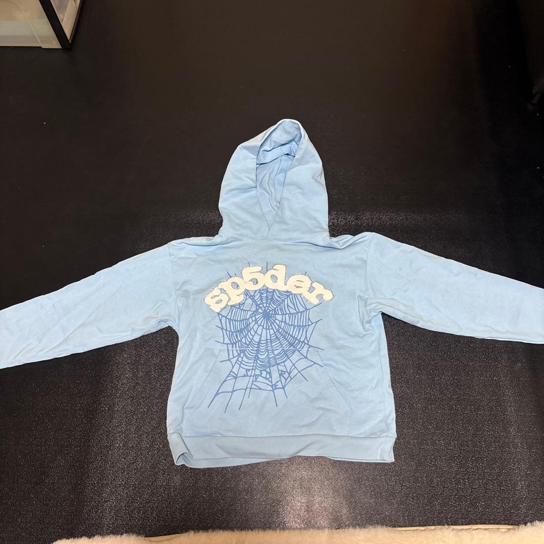ライトブルー sp5der パーカー Sサイズ