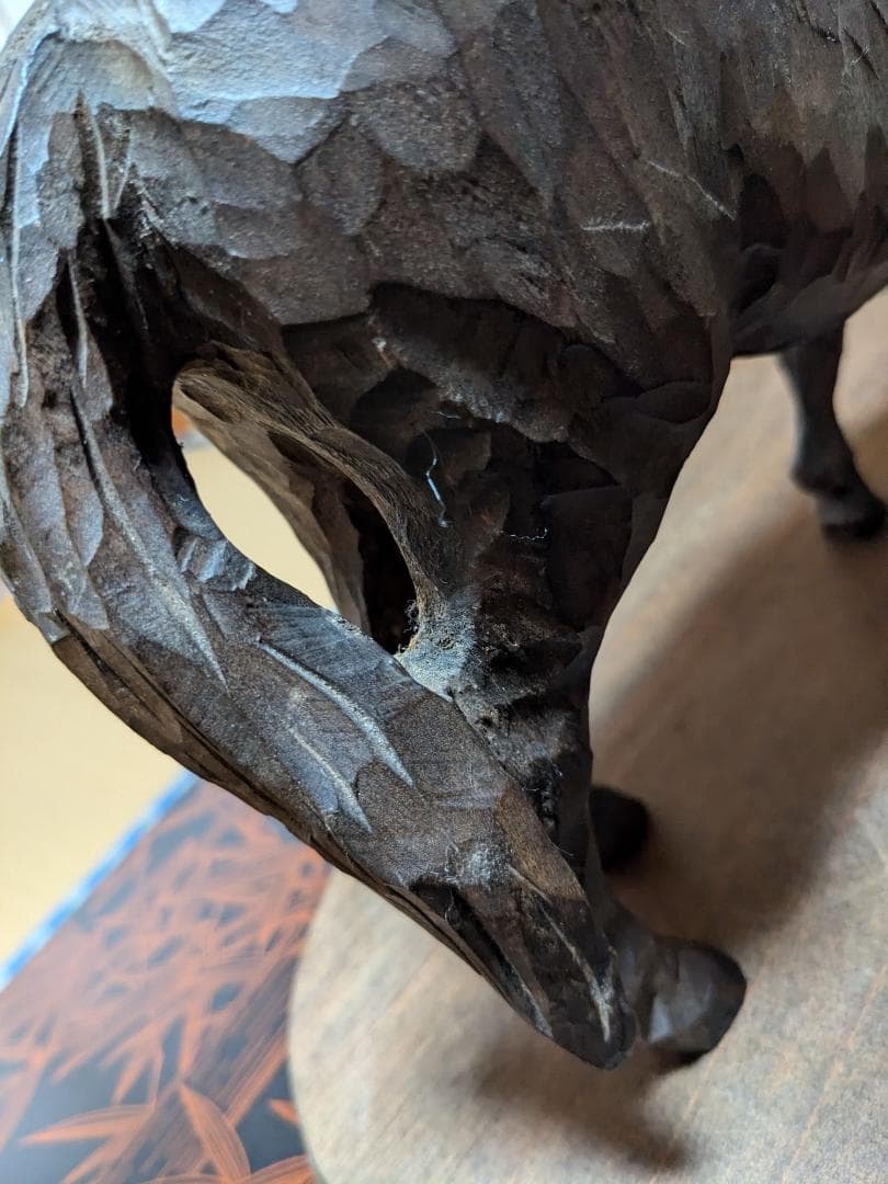 ヴィンテージ工芸品　おんたけ彫刻 杉本照岳作 木曽馬 信州木彫りアート