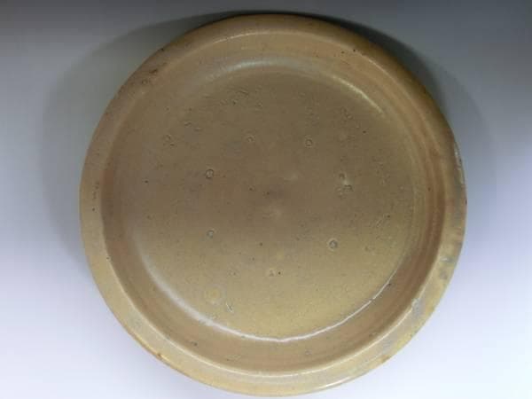 大皿■古黄瀬戸 石皿 江戸期 古い土物 平鉢 傷有 時代物 骨董品■39.3cm