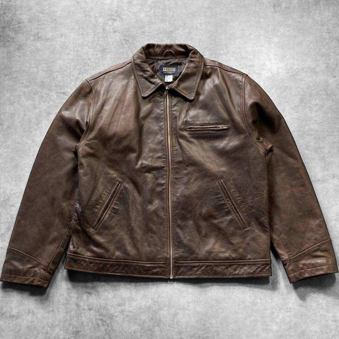 りょう様 リアル レザー シングル ライダース ジャケット XL 本革 茶