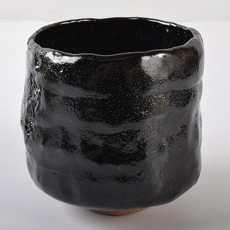 楽吉左衛門　十代旦入造　黒楽筒茶碗　宗左（碌々斎）判書　書付箱　D　R7884