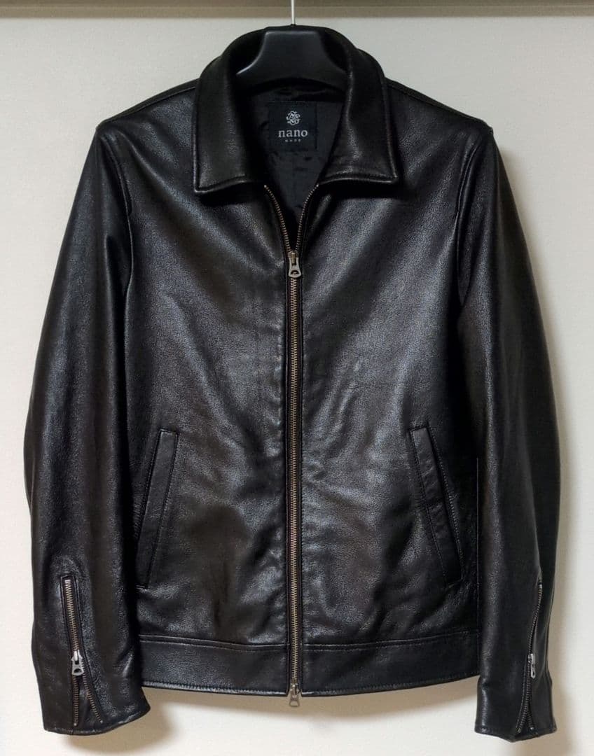 【NANO UNIVERS 】シングルライダースジャケット М 羊革