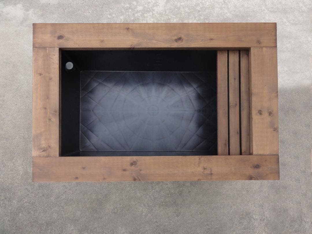 高さの有るビオトープ 60L トロ舟＆木枠セット（棚付き）