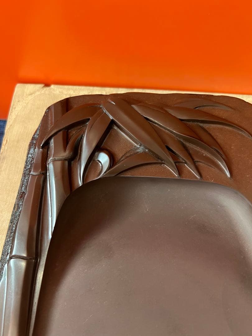 1494 書道 硯 赤間硯  日枝玉峯作　竹文硯　和硯 骨董 書道具　未使用