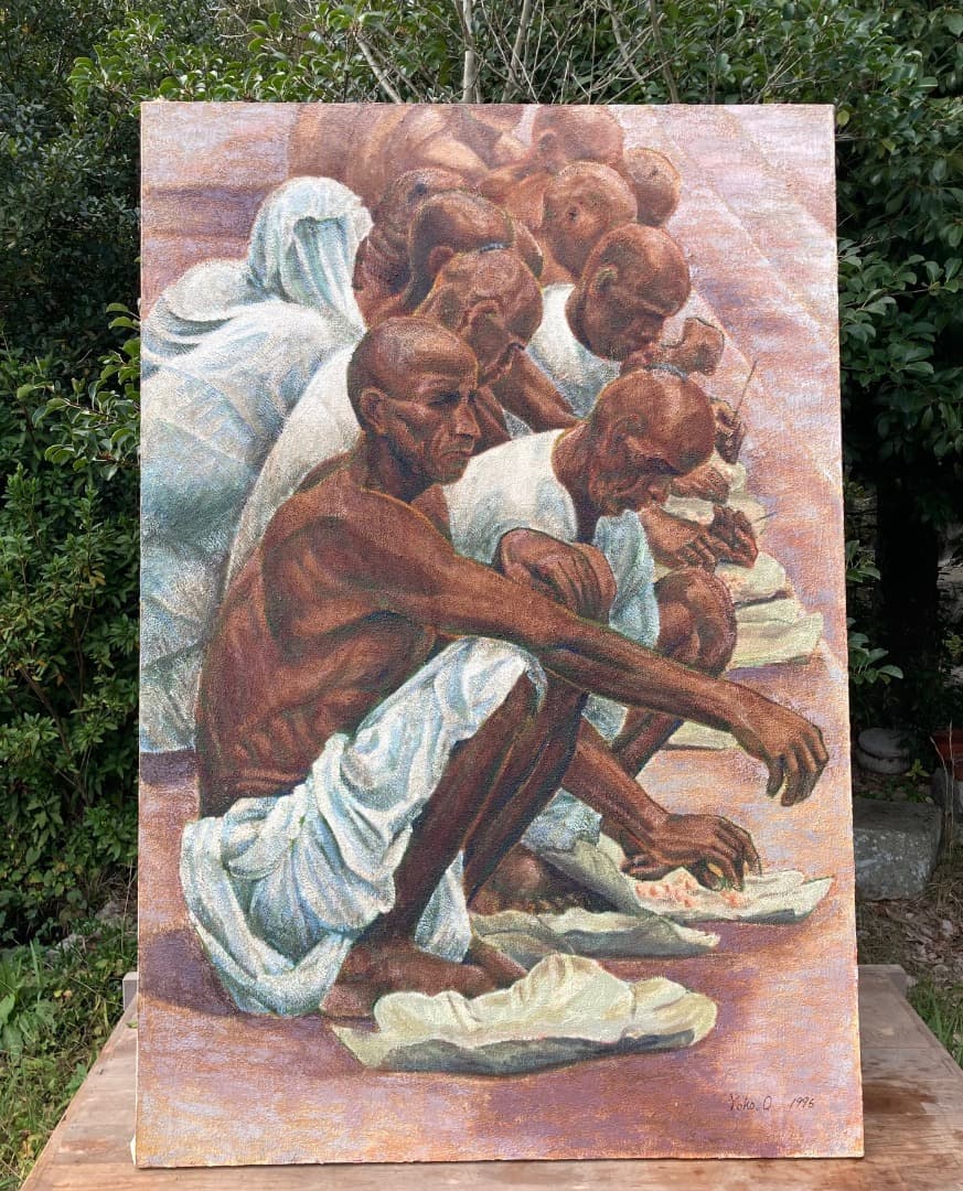 油絵　インドの人々