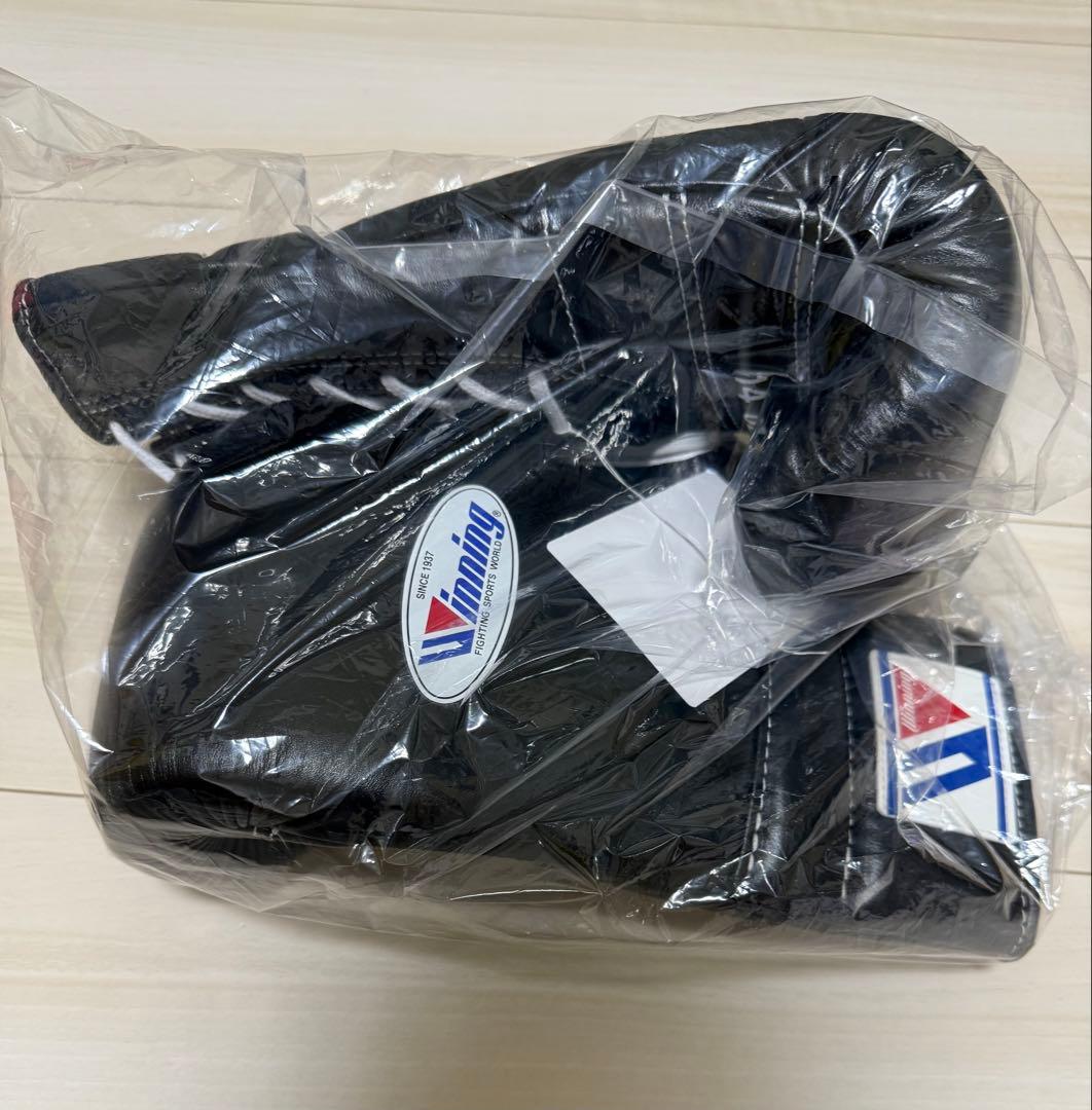 Winning ボクシンググローブ 14oz ブラック　紐タイプ