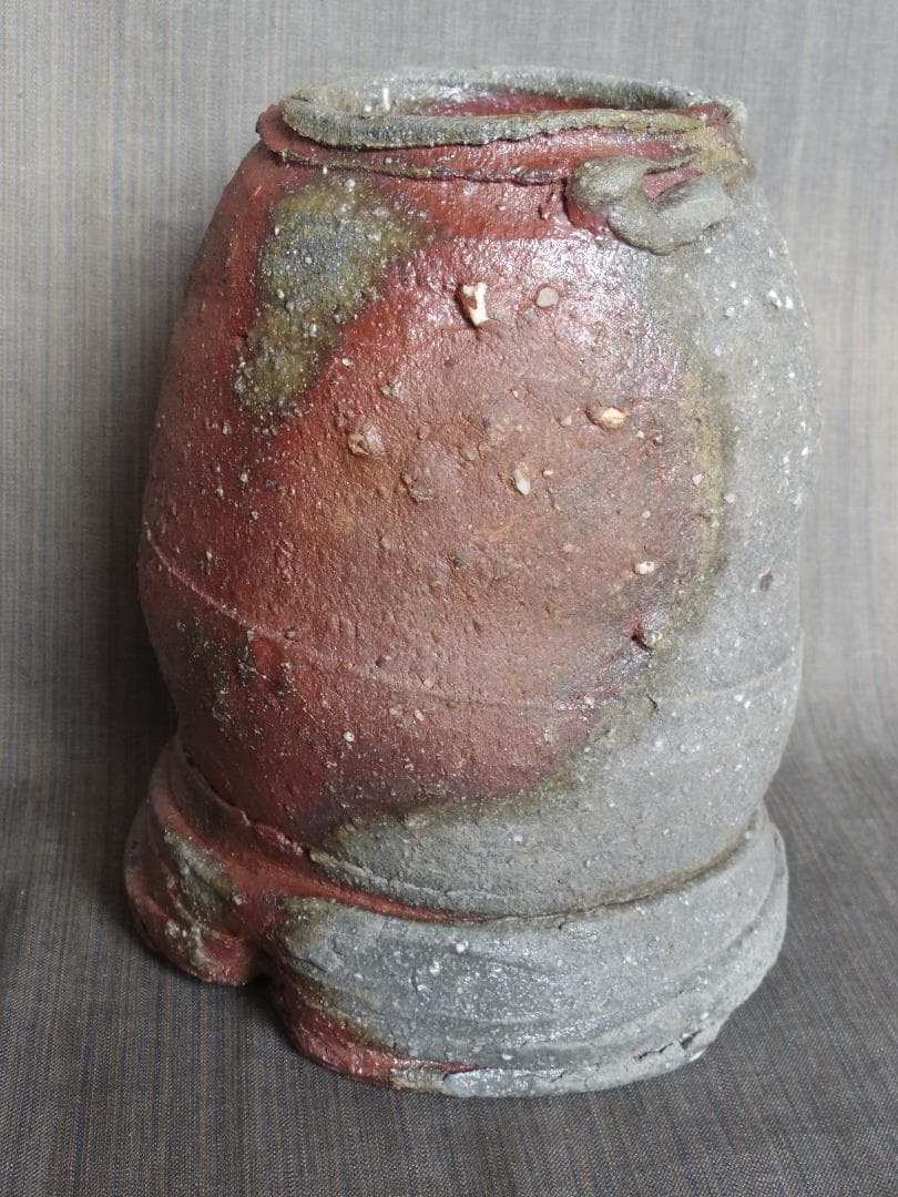 入手困難★ジェフ・シャピロ【師：伊勢崎淳】焼き締め花器★共箱★ニューヨーク