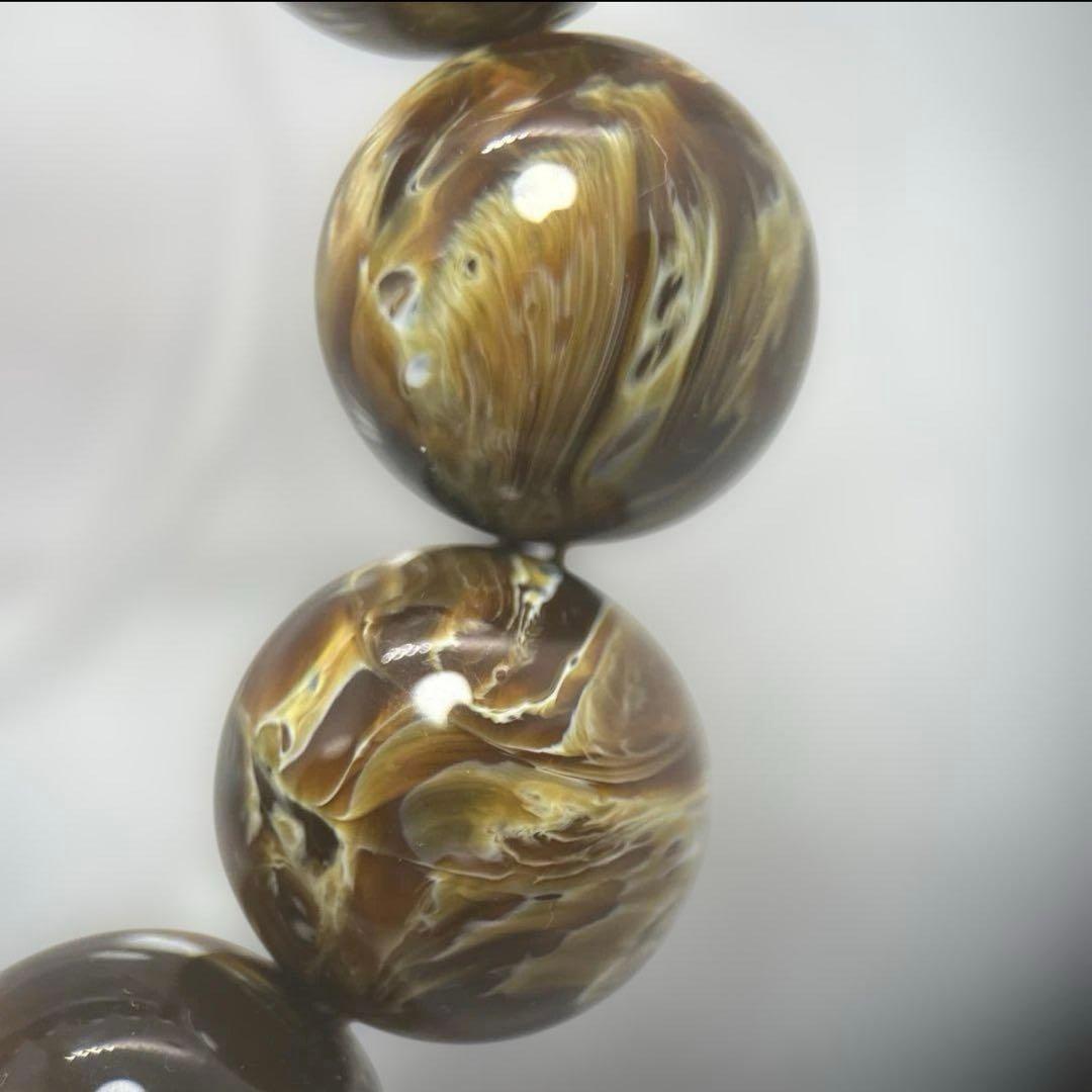 花琥珀のブレスレット ブルーアンバー 大粒