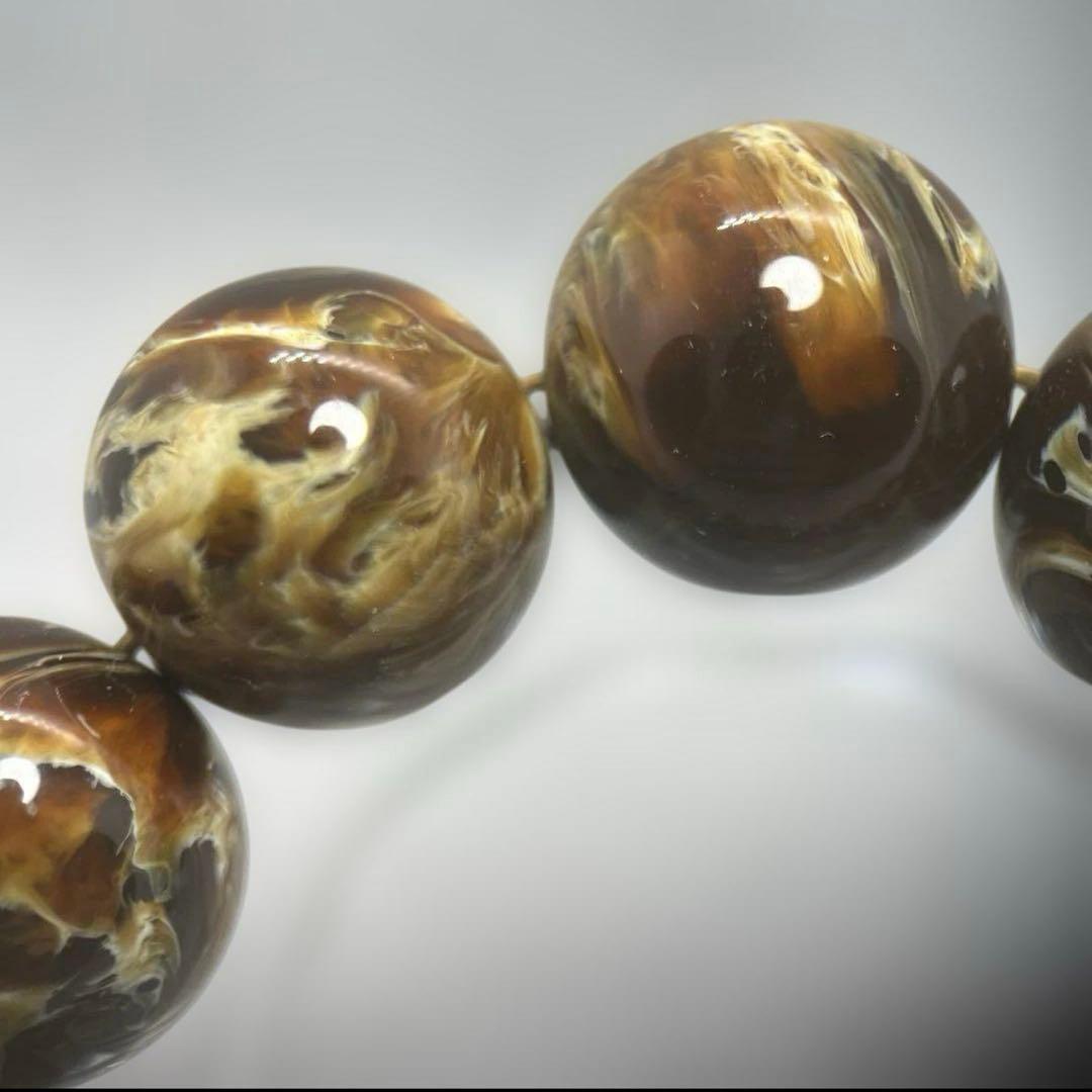 花琥珀のブレスレット ブルーアンバー 大粒