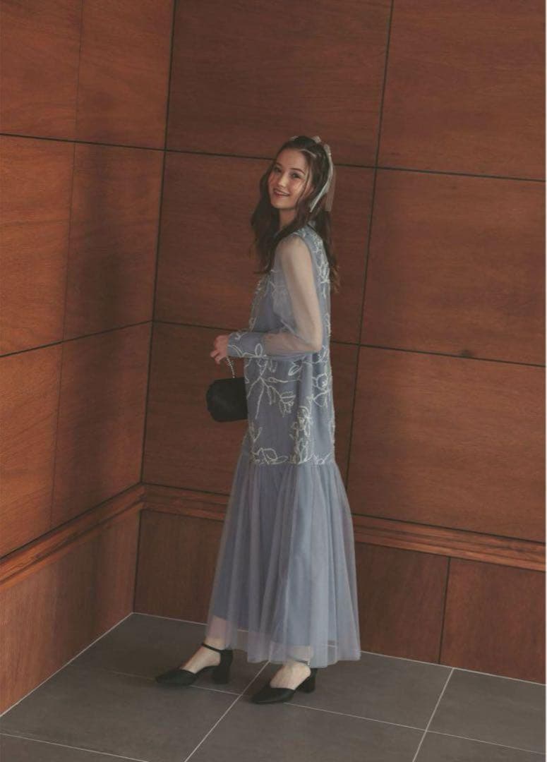 7★新品★La cadence　フェザーフラワーチュールドレス　M