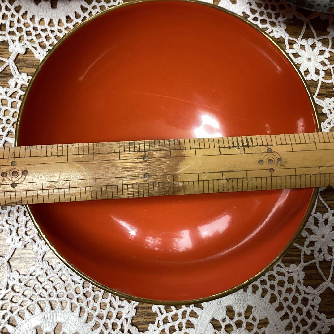 k2f19 漆器 吸物椀　10客　　朱　金色の鶴デザイン