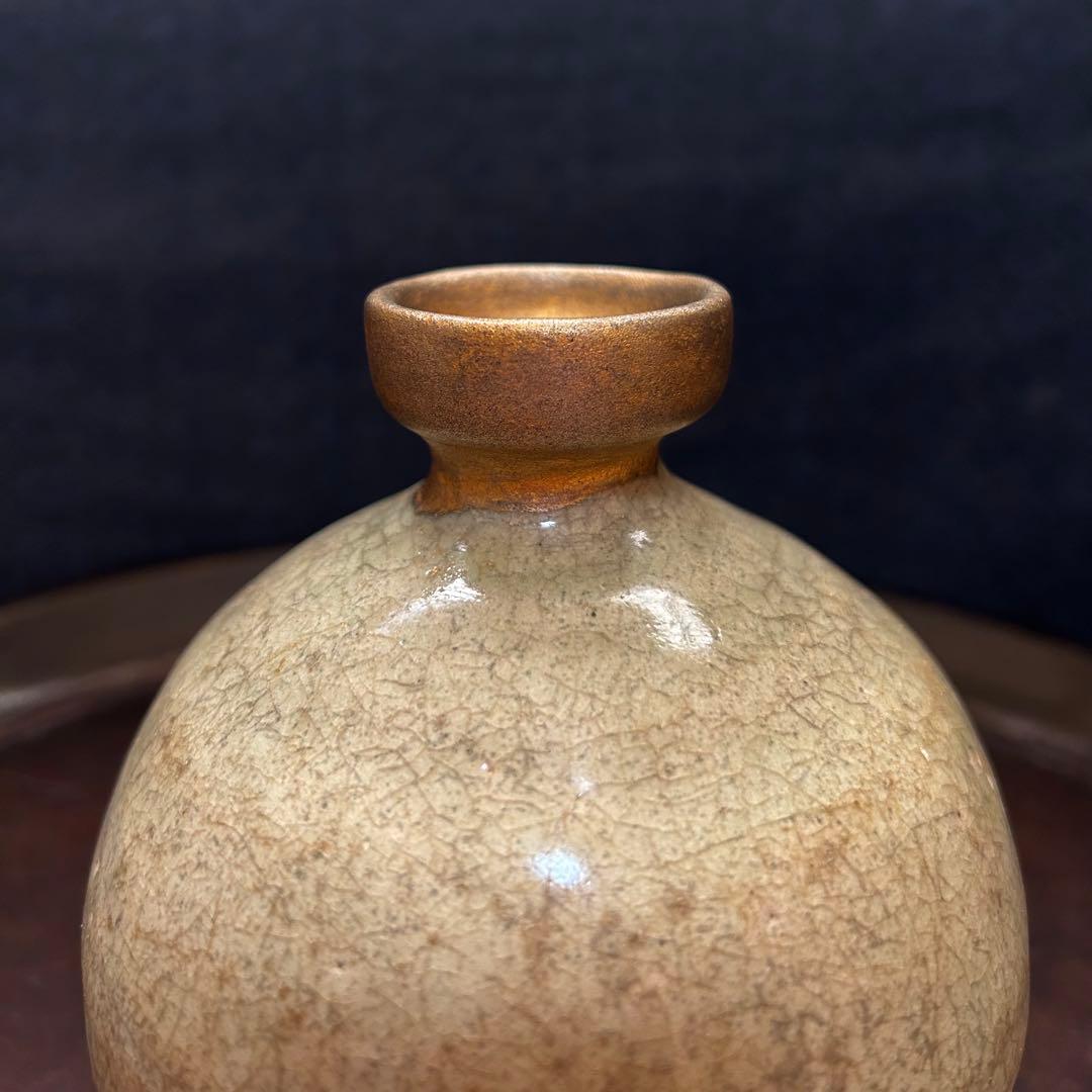 李朝初期　刷毛目丸徳利　本物保証