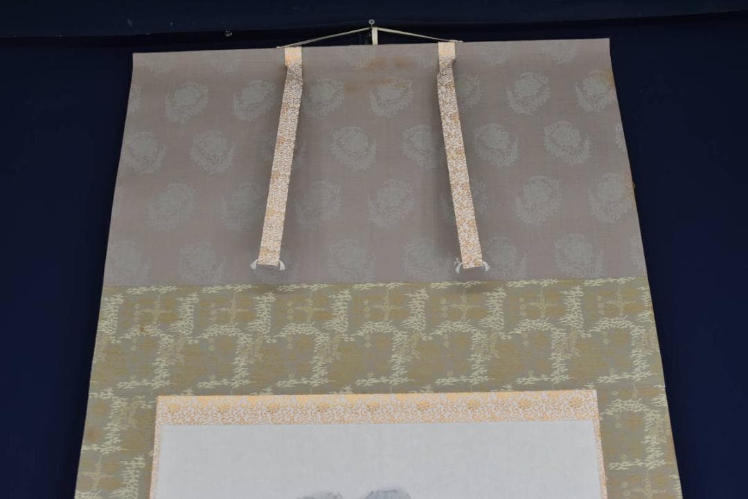 【真作】西脇繁華/山家滝釣人図/山水図/掛軸☆宝船☆AB-343