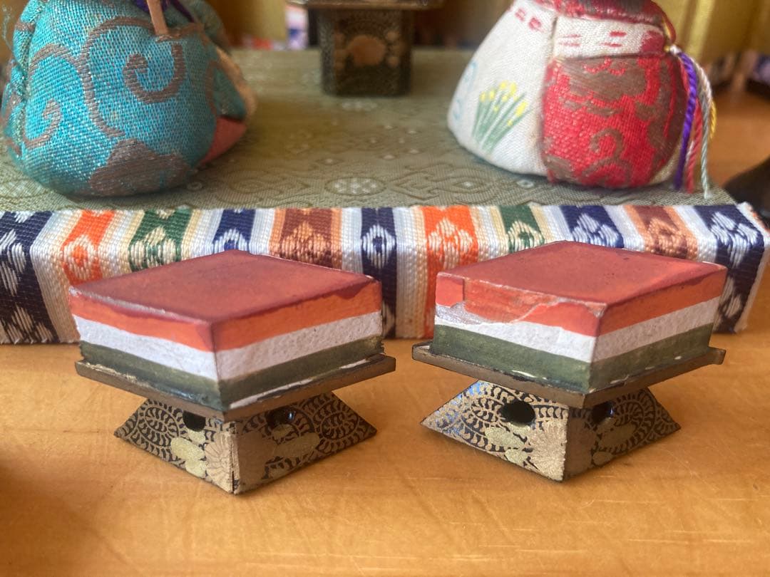 アンティーク小さい木目込み雛人形セット　蔵出し