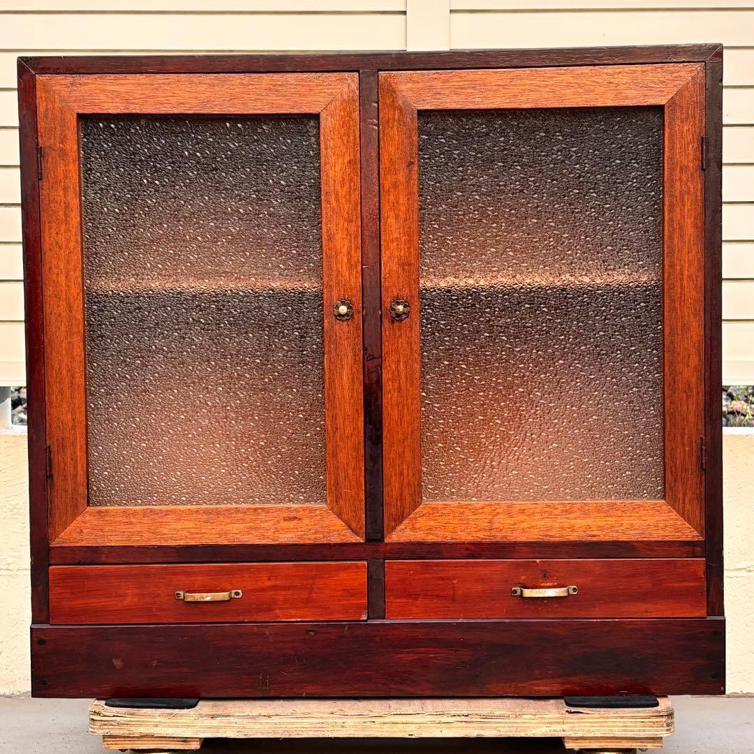 昭和レトロ■収納箪笥　ゆらゆらガラス