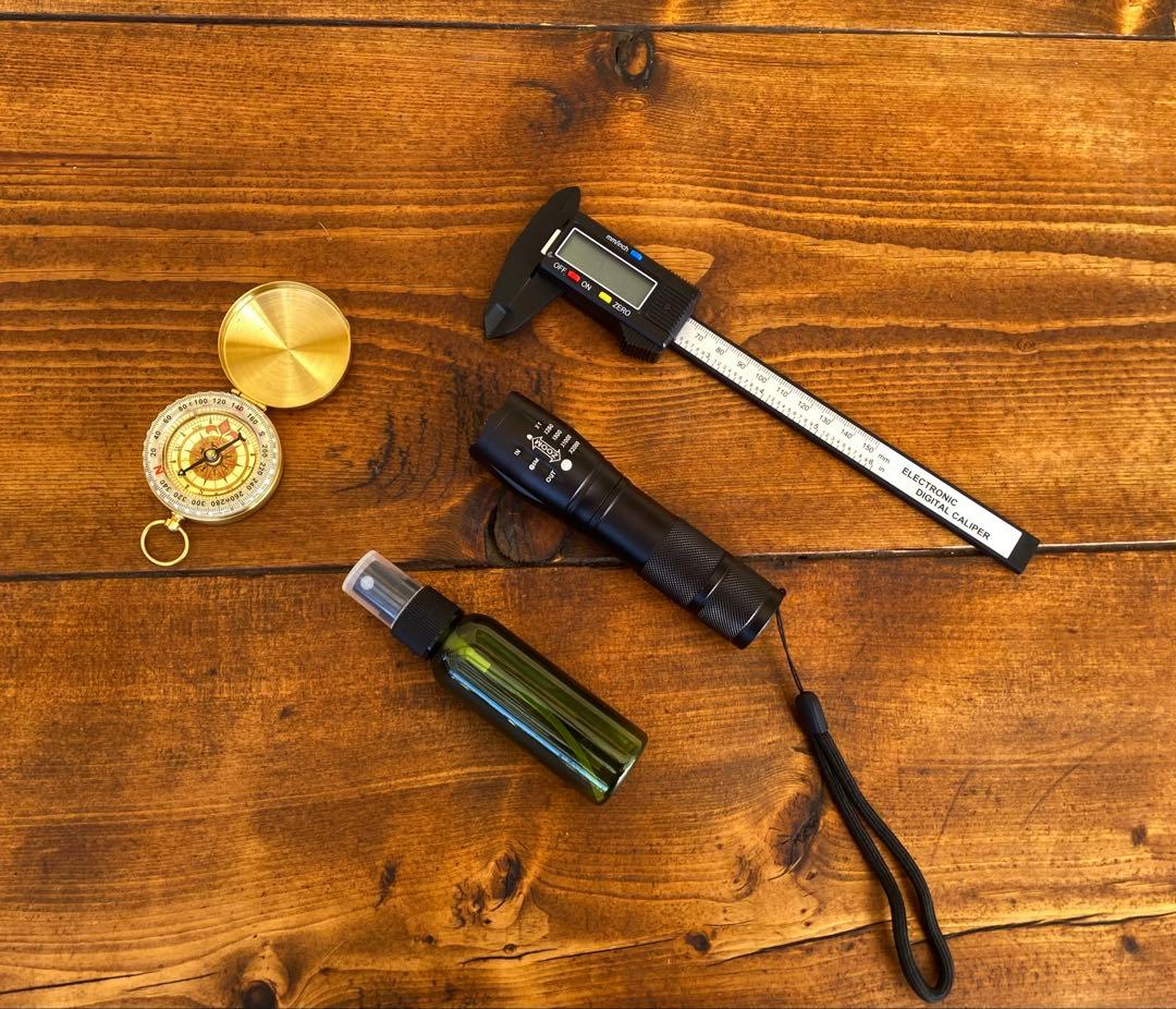 クワガタ採集セット　ブルー　オリジナル掻き出し棒　デジタルノギス　採集ケース