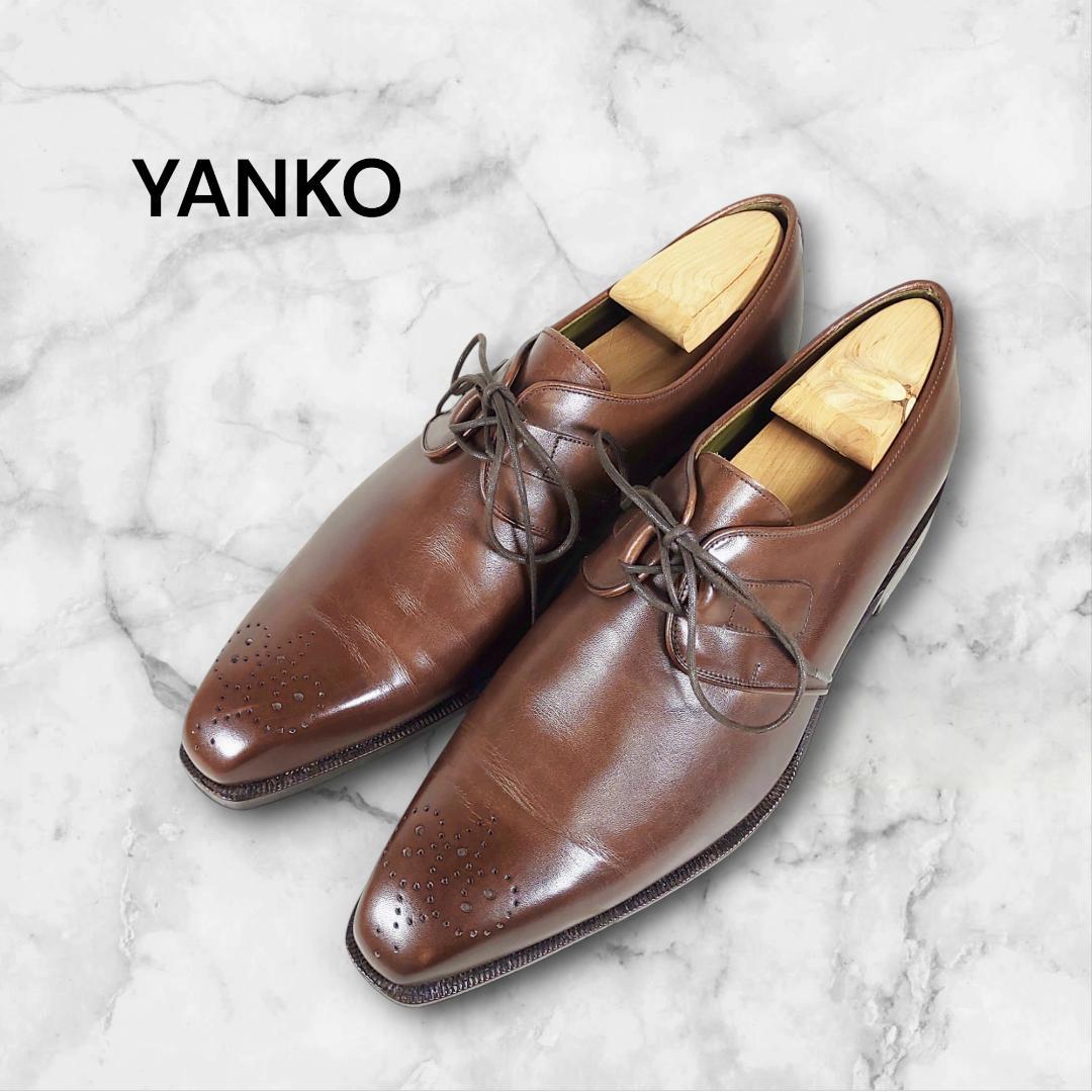 希少レーベル|ヤンコ|プレーントゥ|シューツリー付き|6|茶|i1763