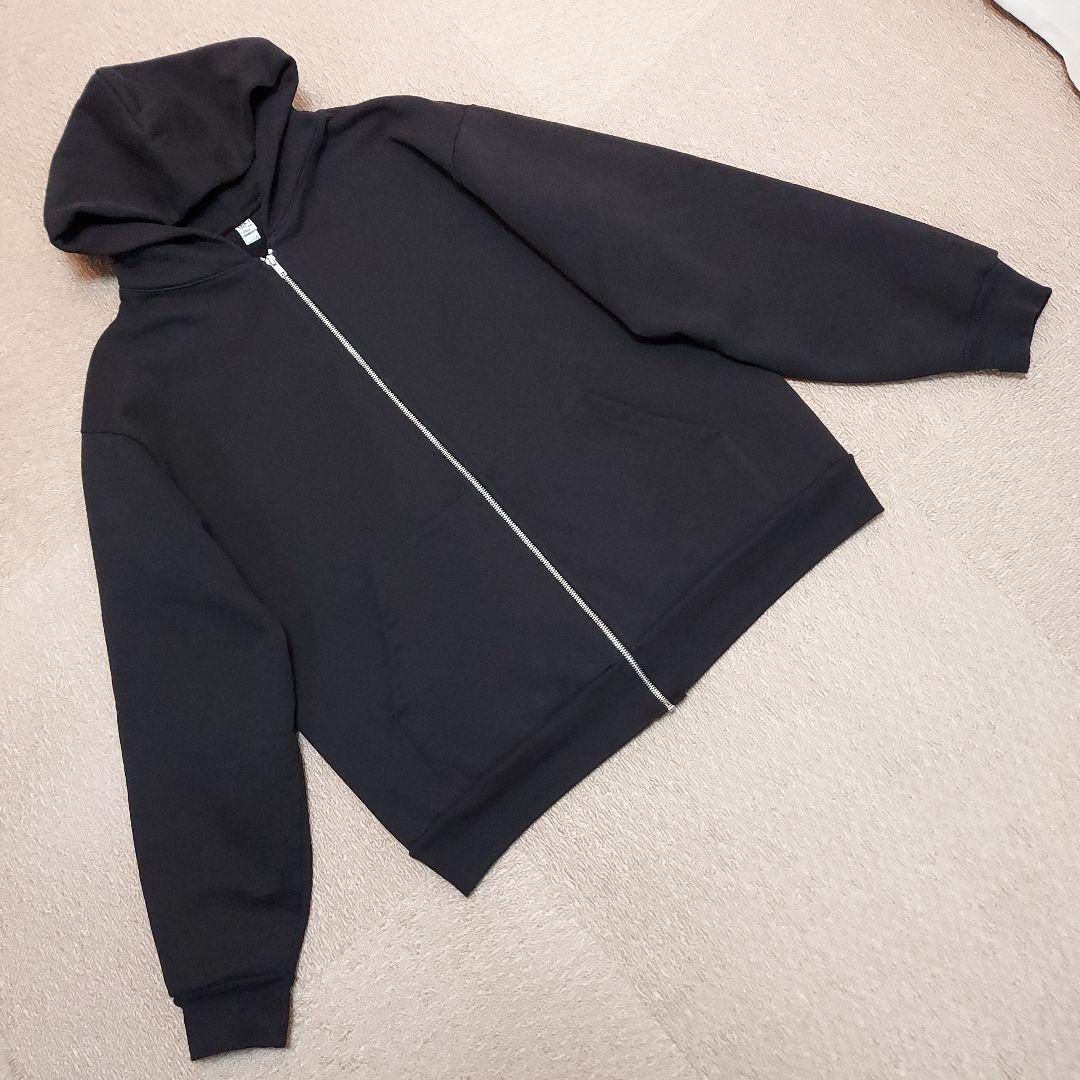 ロサンゼルスアパレル　14オンス　ブラック　裏起毛 ジップパーカー　サイズ L