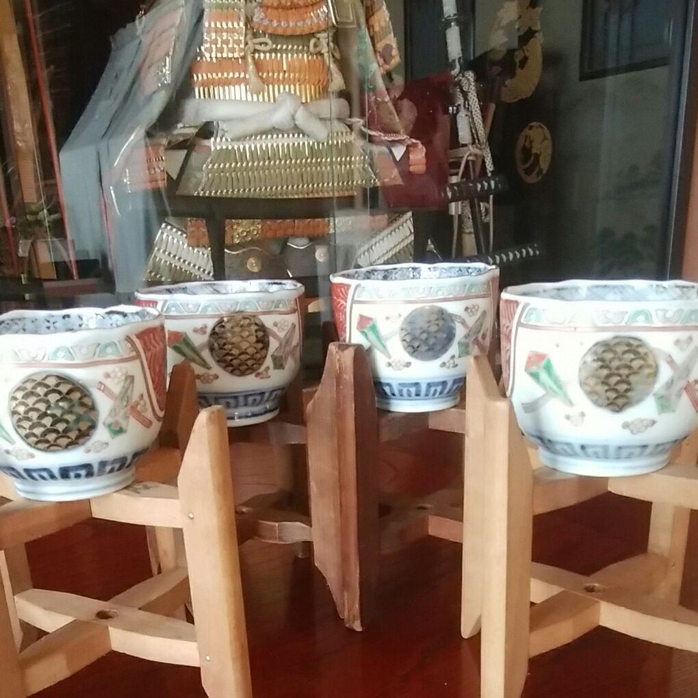 169  古伊万里　色絵　4客+1客