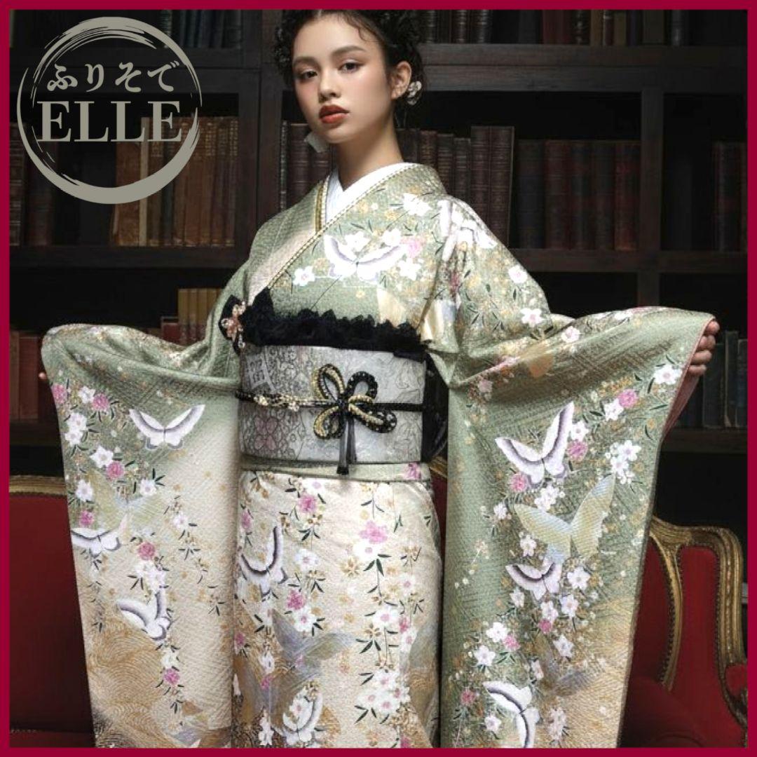 振袖フルセット(8点)・成人式・くすみ・モダン・金銀彩加工・暈し染め・正絹・逸品