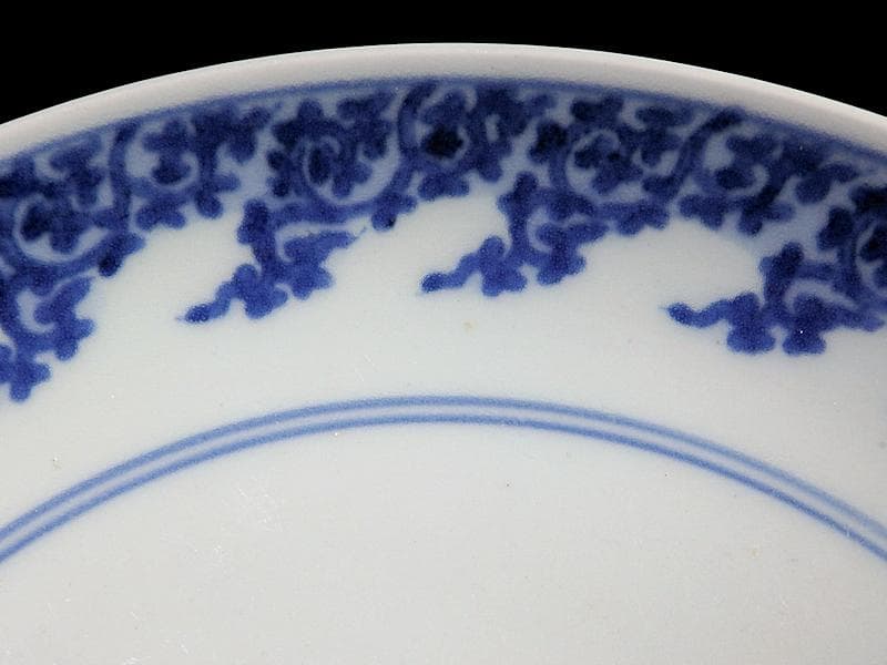 古伊万里　型紙摺　獅子唐草の図　６寸半皿　元禄期　A302AS-DBw