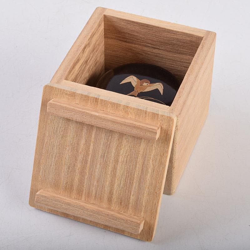 茶道具　山中塗　中村宗悦作　桜材　神代塗　稲穂雀蒔絵　丸香合　共箱　VR8978