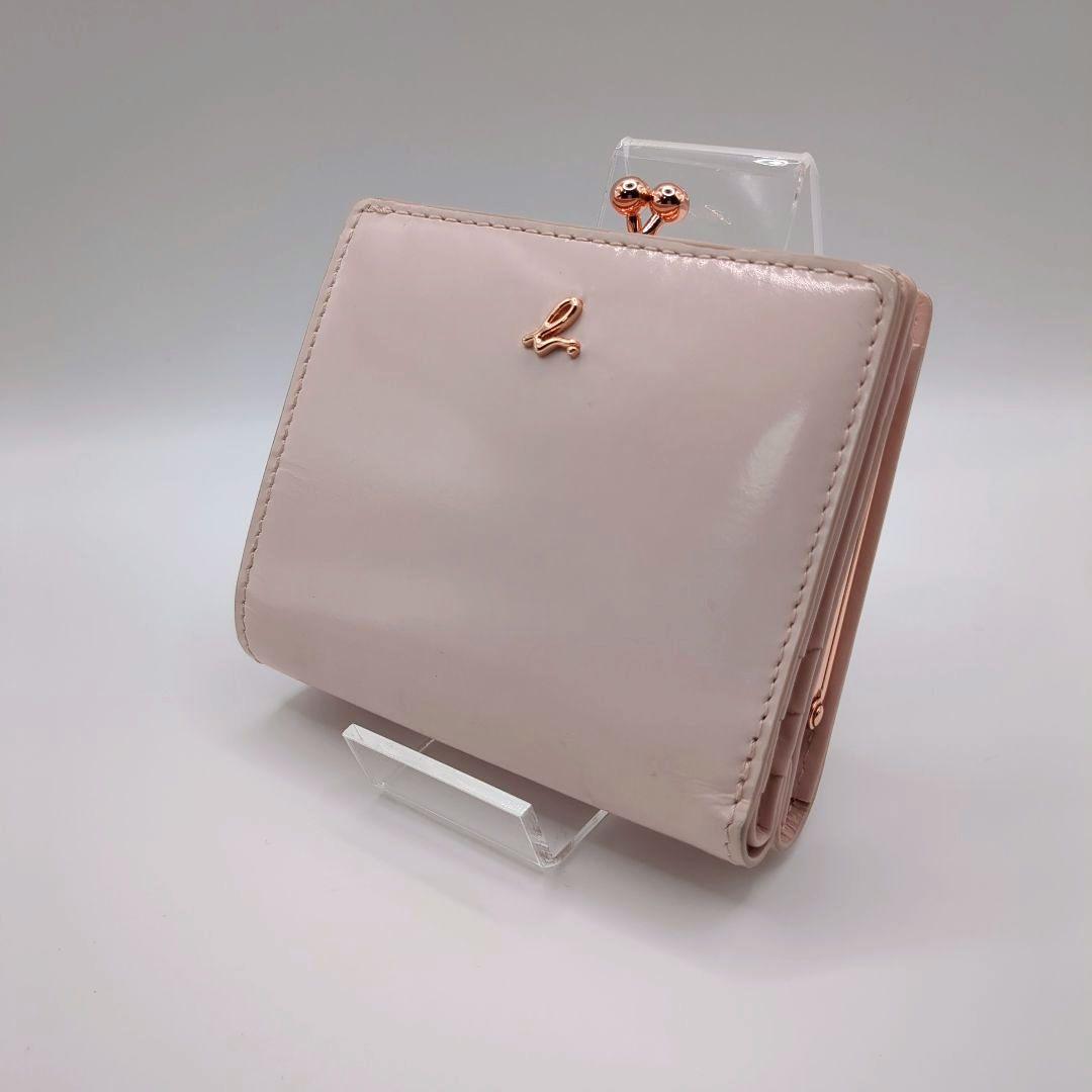 美品✨アニエスベー がま口 二つ折り財布 ピンク