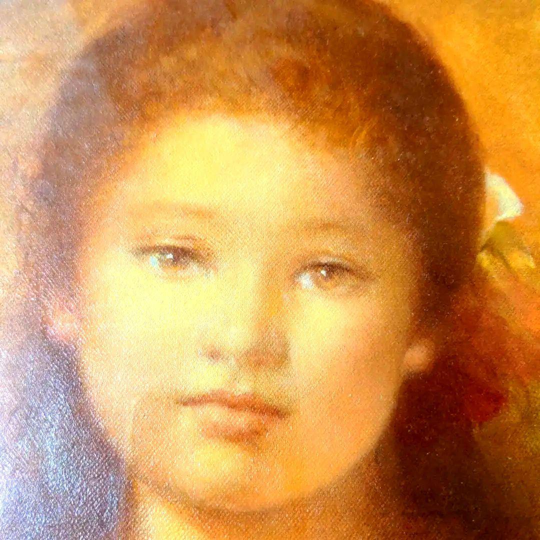 【最終価格】 洋画家　進　徹先生　４号油絵　　ストールの少女