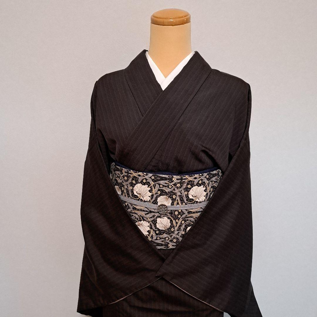 半幅帯　長尺　ウィリアムモリス　ピンパーネル×ウィローボゥ　リバーシブル