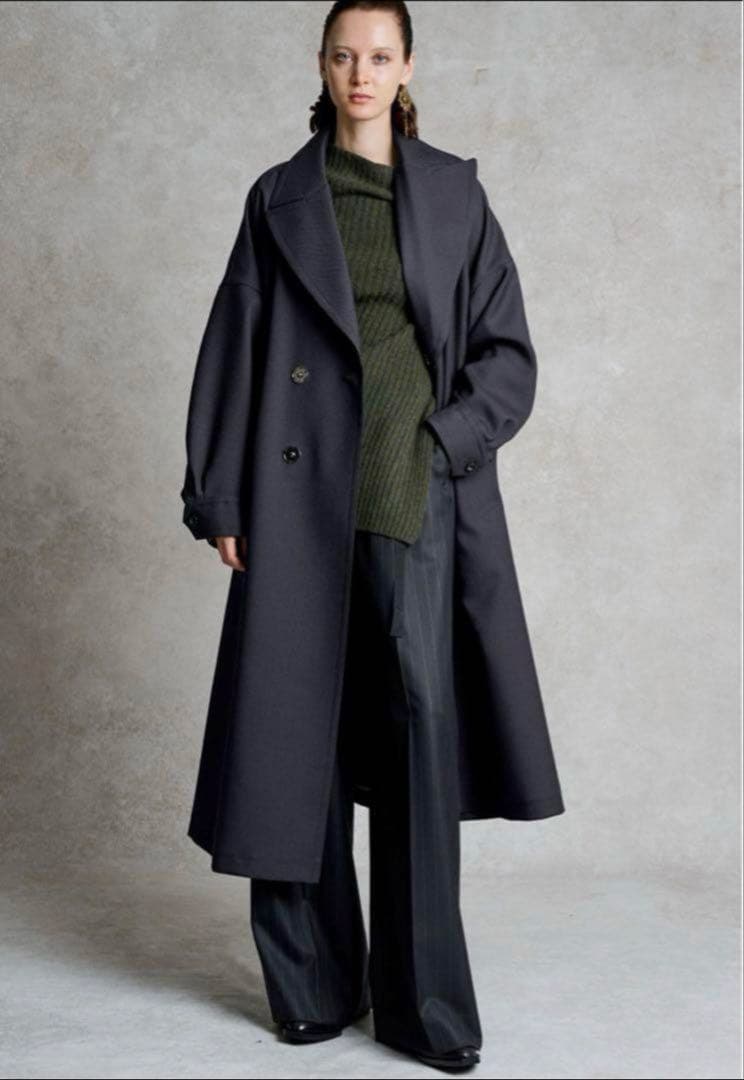 UJOH ウジョーWool Serge オフィサーフレアコート黒★12万円★新品