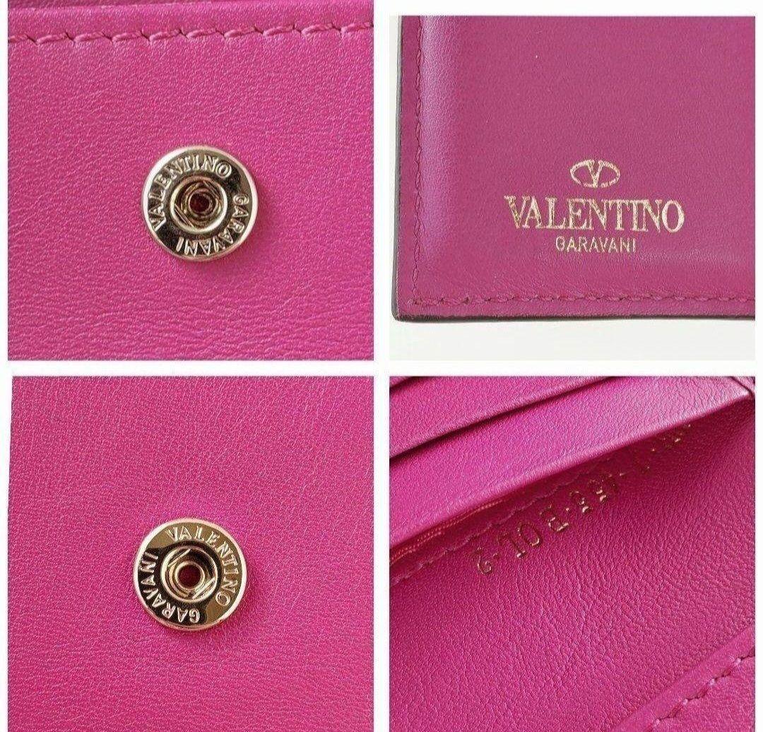 VALENTINO GARAVANI　3つ折り財布　ロックスタッズ　ピンク