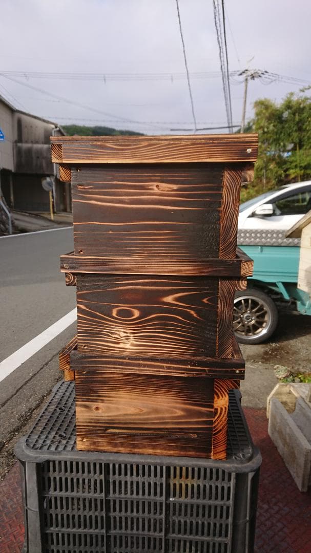 蜜蜂巣箱３段監視扉