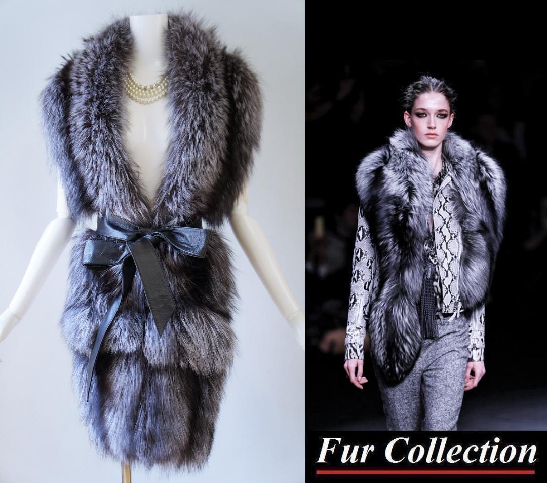 街中で風を切って歩きたい☆フォックスファーストール新品毛皮ショールロングマフラー