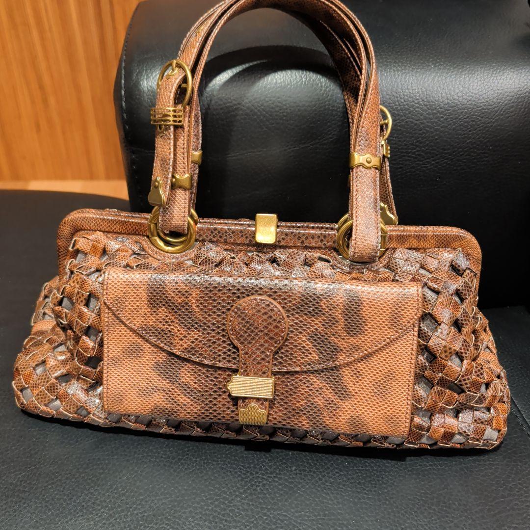 Bottega Veneta ブラウン 編み込みハンドバッグ