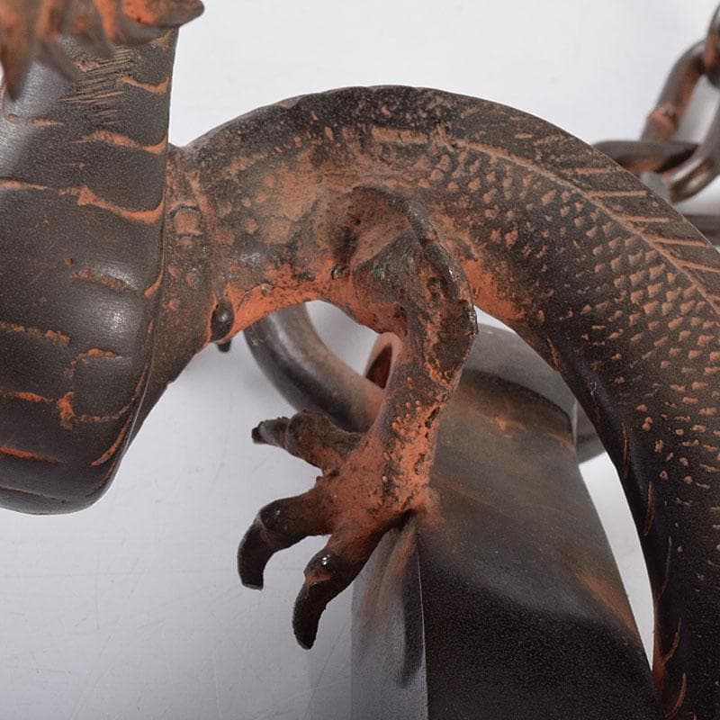 高岡銅器　金工家　村田宏作　銅製　龍と碇　釣釜道具　置物　F　R9369H