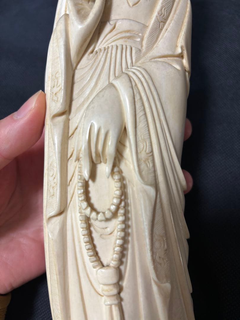 極上古美術品　マンモス　観音菩薩立像 40cm 1.1Kg