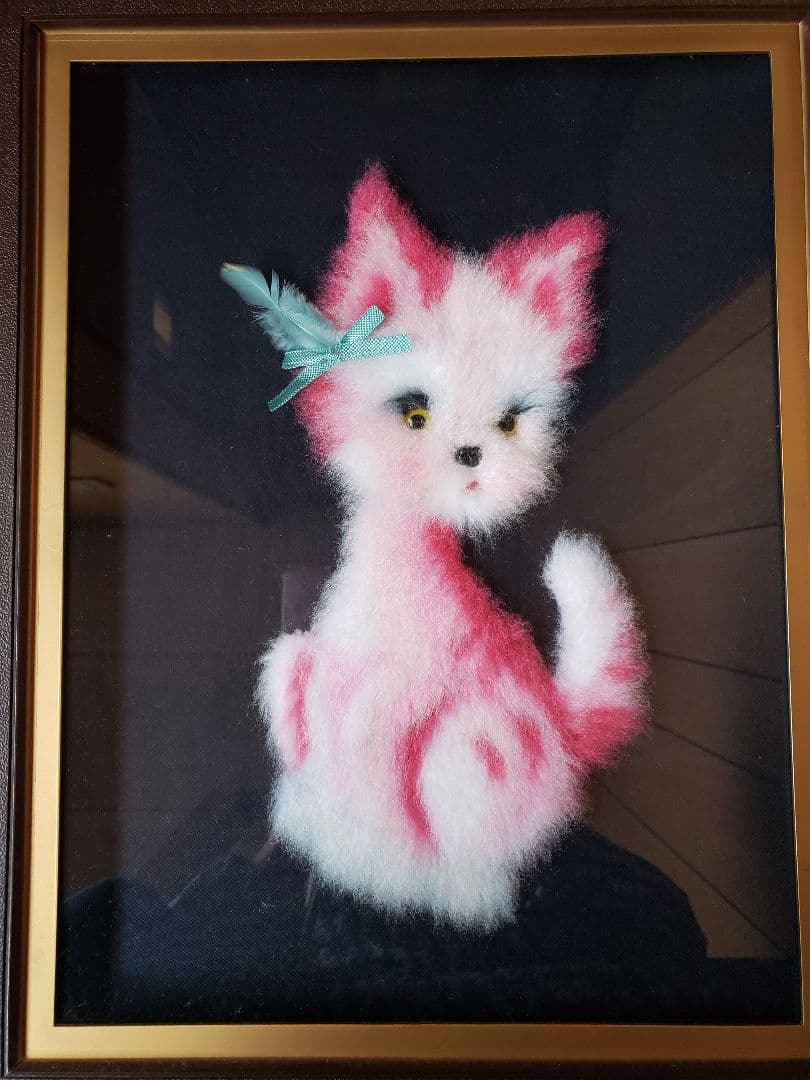 文化刺繍　松鳩文化刺繍　完成品　額付き　高級文化刺繍　絵画　ハンドメイド　箱あり