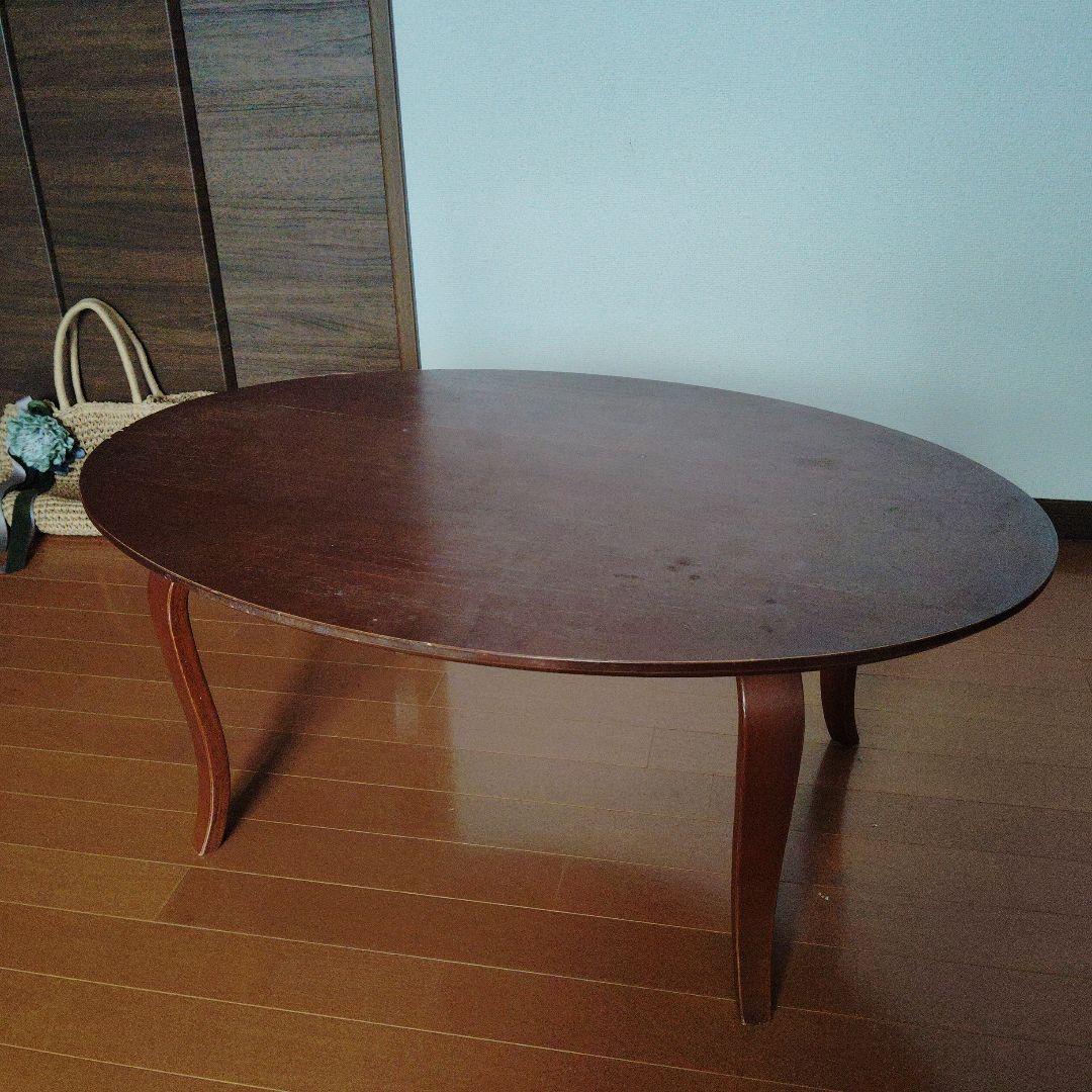 【お値引中】アンティーク　楕円形ダークブラウン木製座卓