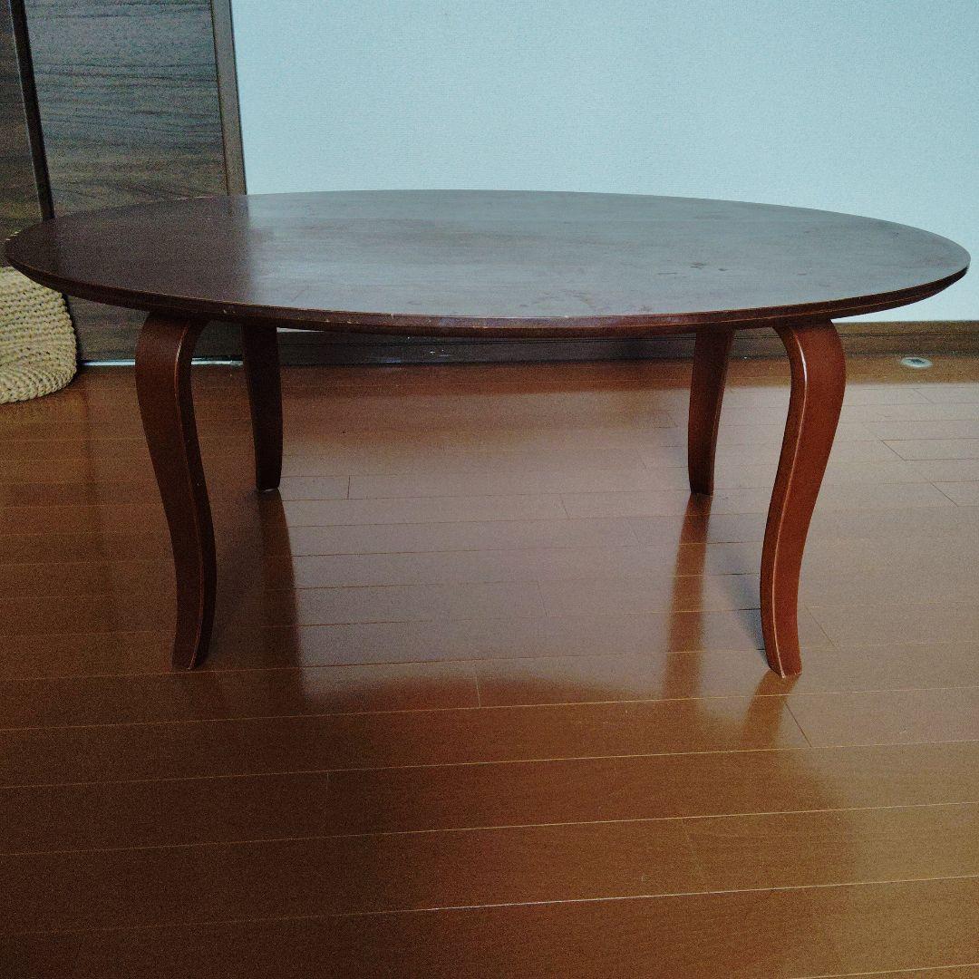 【お値引中】アンティーク　楕円形ダークブラウン木製座卓