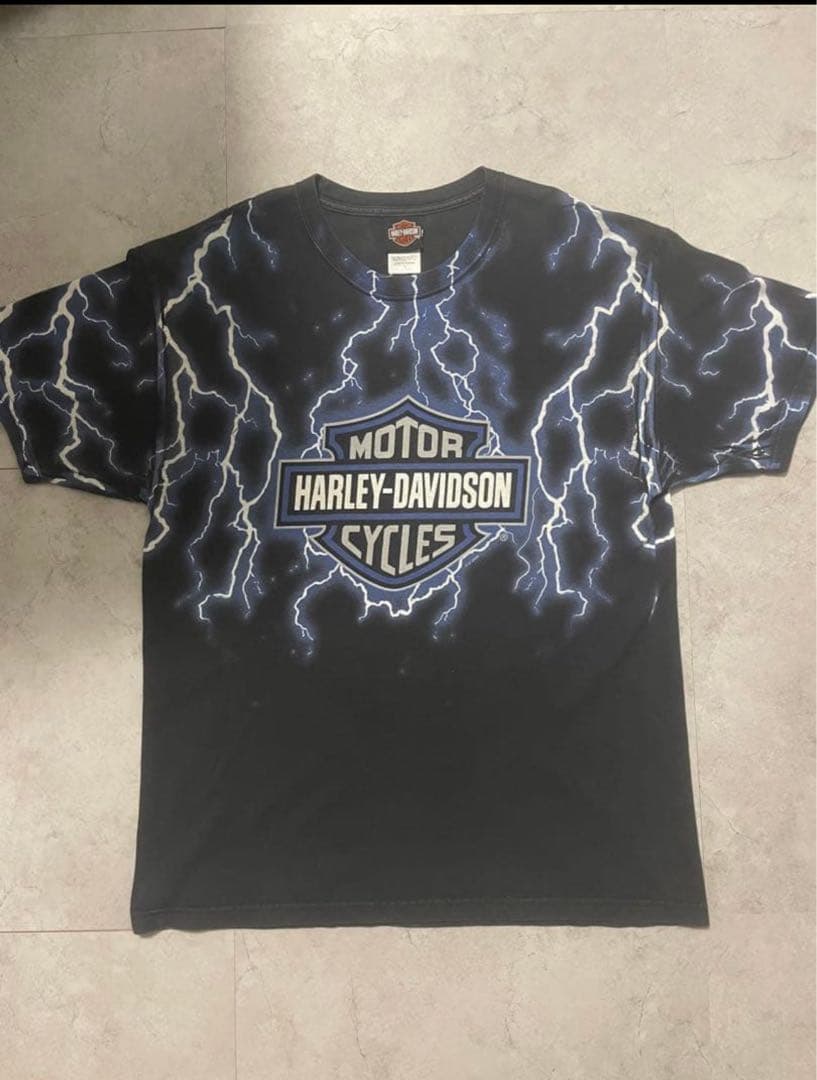 Harley-Davidson サンダー　tシャツ　ブルー　フレイム