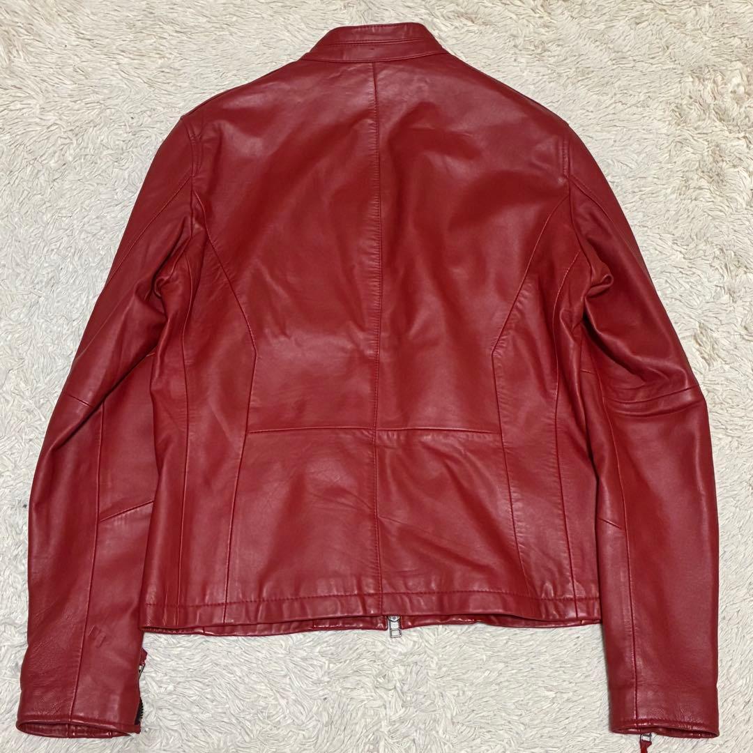 MEN'S BIGI 本革 羊革 ラムレザー 赤 レッド シングル ライダース