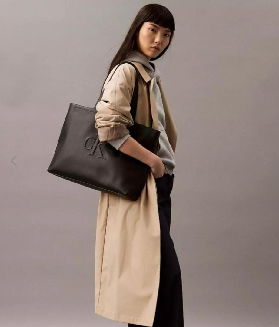 タグ付き未使用✨カルバンクライン CKロゴ ショルダー トートバッグ 黒 A4◎