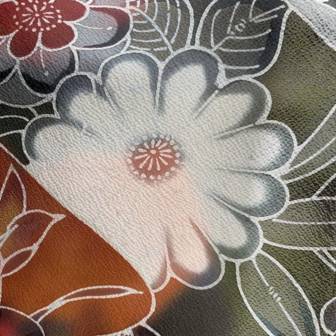 黒地　正絹紅型　振袖