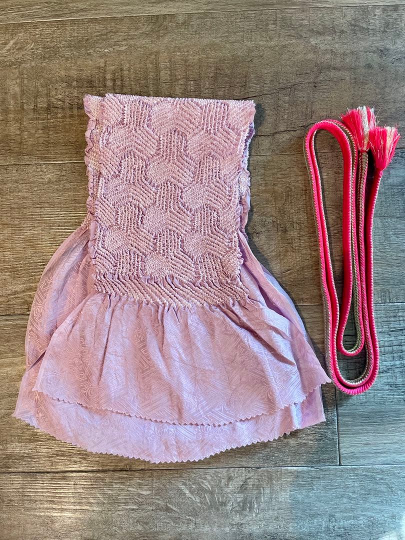 高島屋 花柄 小紋 着物（はぎれ付）と帯・帯揚げ・帯締セット