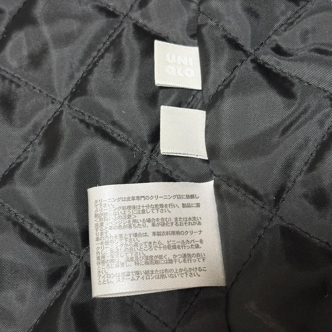 美品 OLD UNIQLO ユニクロ 牛革 ライダースジャケット ブラック Ｌ