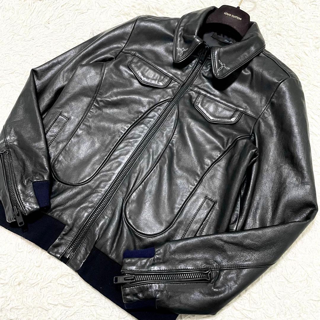 極美品/Lサイズ レトログレード レザージャケット シングルライダース ステッチ