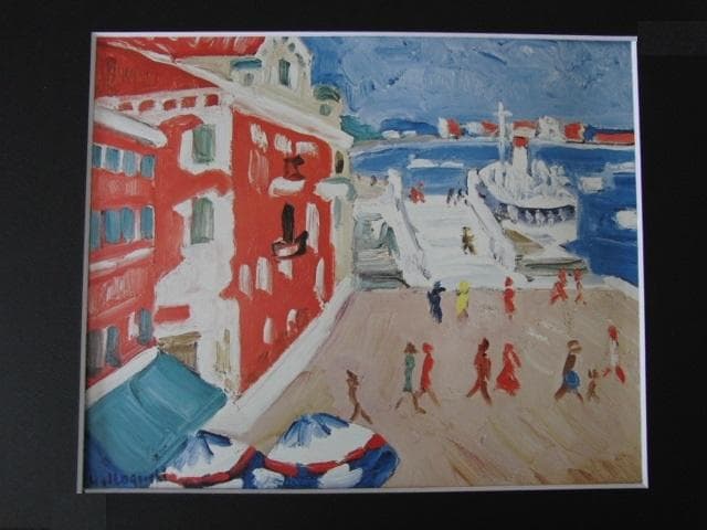 野口弥太郎、【ベニスの船着場】、希少な大判額装用画集より、新品高級額装付