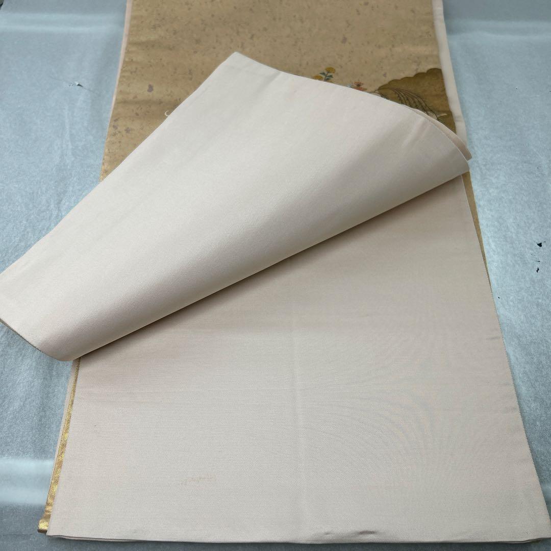 金色 花柄 袋帯1222