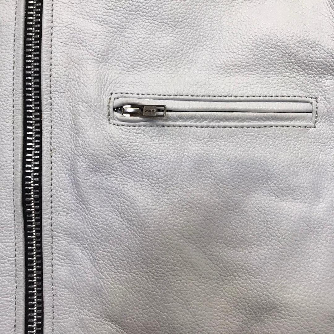 Freedom ライダースジャケット バッファローレザー 水牛革ジャン ホワイト